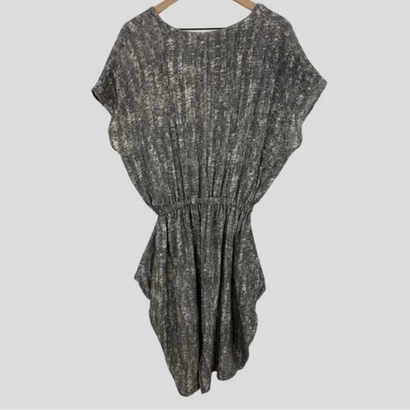 Meg Black and White Linen Cotton Lagenlook Dress with Pockets Large - Picture 7 of 7